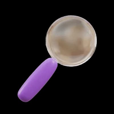 purple magnifying glass examining whether a fund is truly sustainable or just greenwashing