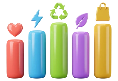 coloured pillars representing five sustainable investment themes